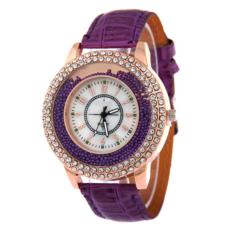 Хрустальные стразы Брендовые Часы из искусственной кожи ЖЕНСКИЕ НАРЯДНЫЕ часы