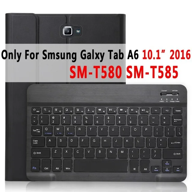 Black for T580 T585 Bluetooth клавиатура кожаный чехол для samsung Galaxy Tab A A6 10,1 T510 T515 T580 T585 10,5 T590 T595 чехол Funda - Цвет: Black for T580 T585
