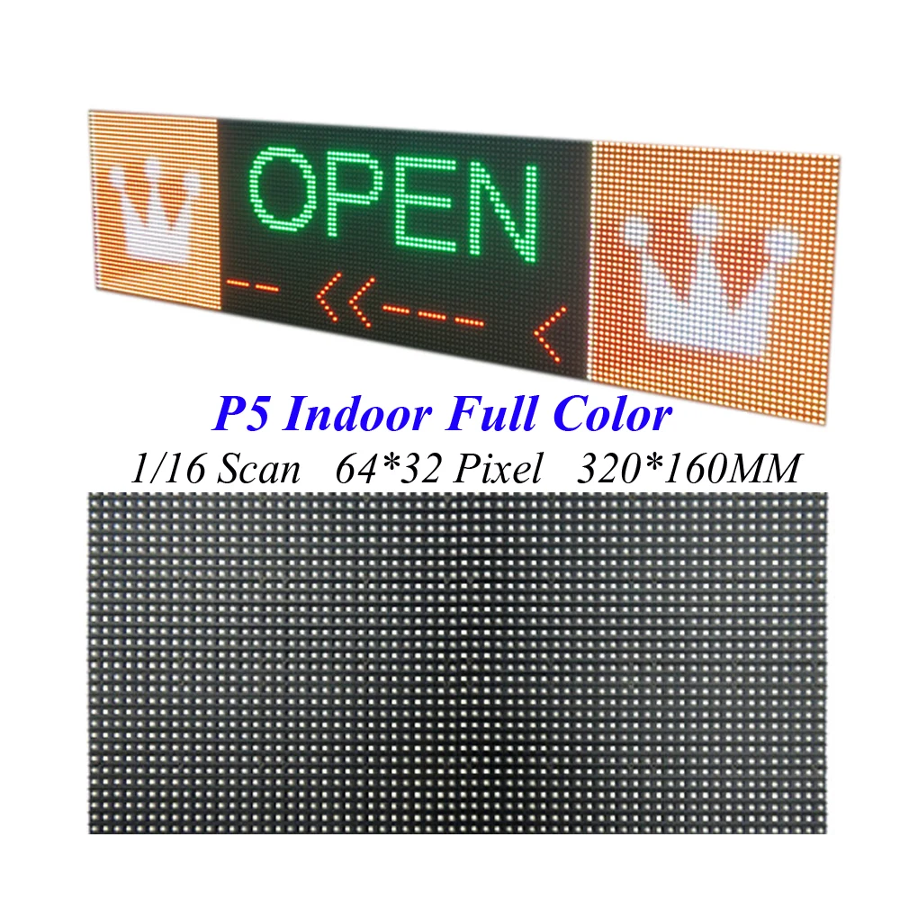 Светодиодный экран P5 320*160 мм 64*32 пикселей 1/16 сканирование 3 в 1 SMD2121 RGB полноцветный