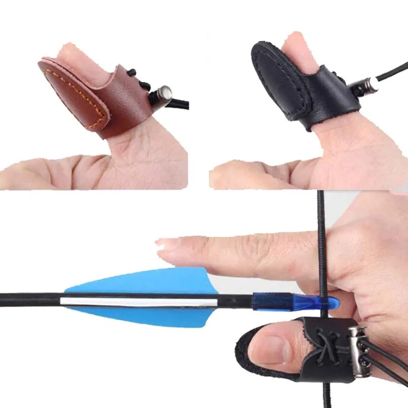 

1pc Archery Target Finger Guard Thumb Finger Tip Protector Guard Ring Tab Leather Adjustable Hunting Practice