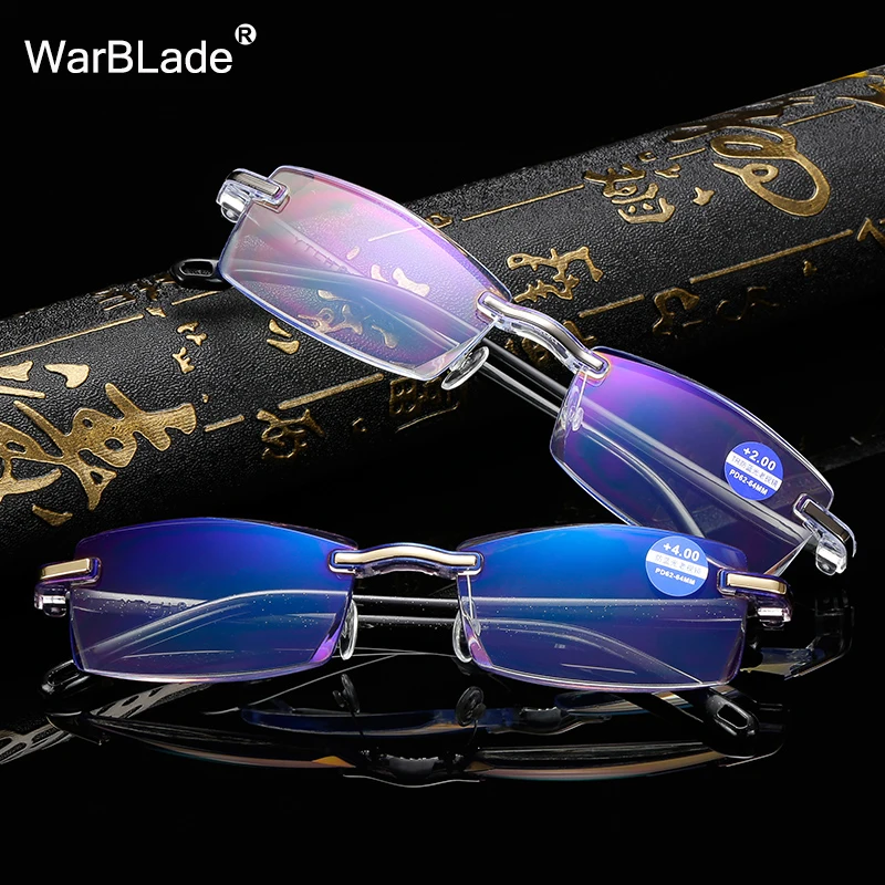 Читательские очки WarBLade для мужчин и женщин без оправы, ультралегкие, для пресбиопии, подарок для родителей +1,0 +1,5 +2,0 +2,5 +3,0 +3,5 +4,0 на.