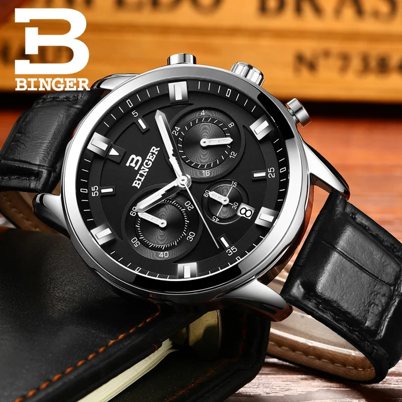 Часы наручные BINGER Мужские кварцевые с хронографом 2017|male male|male brand watchesmale watches |