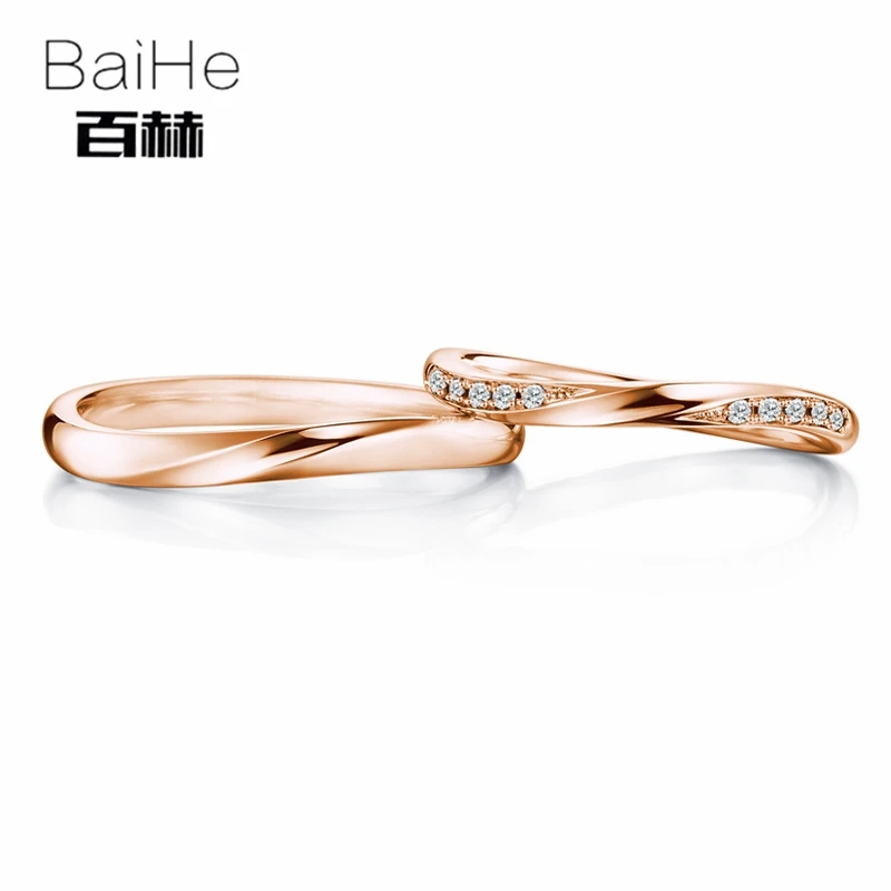 BAIHE однотонное 18K Белое Золото 0.04ct сертифицировано H/SI круглые 100% натуральные