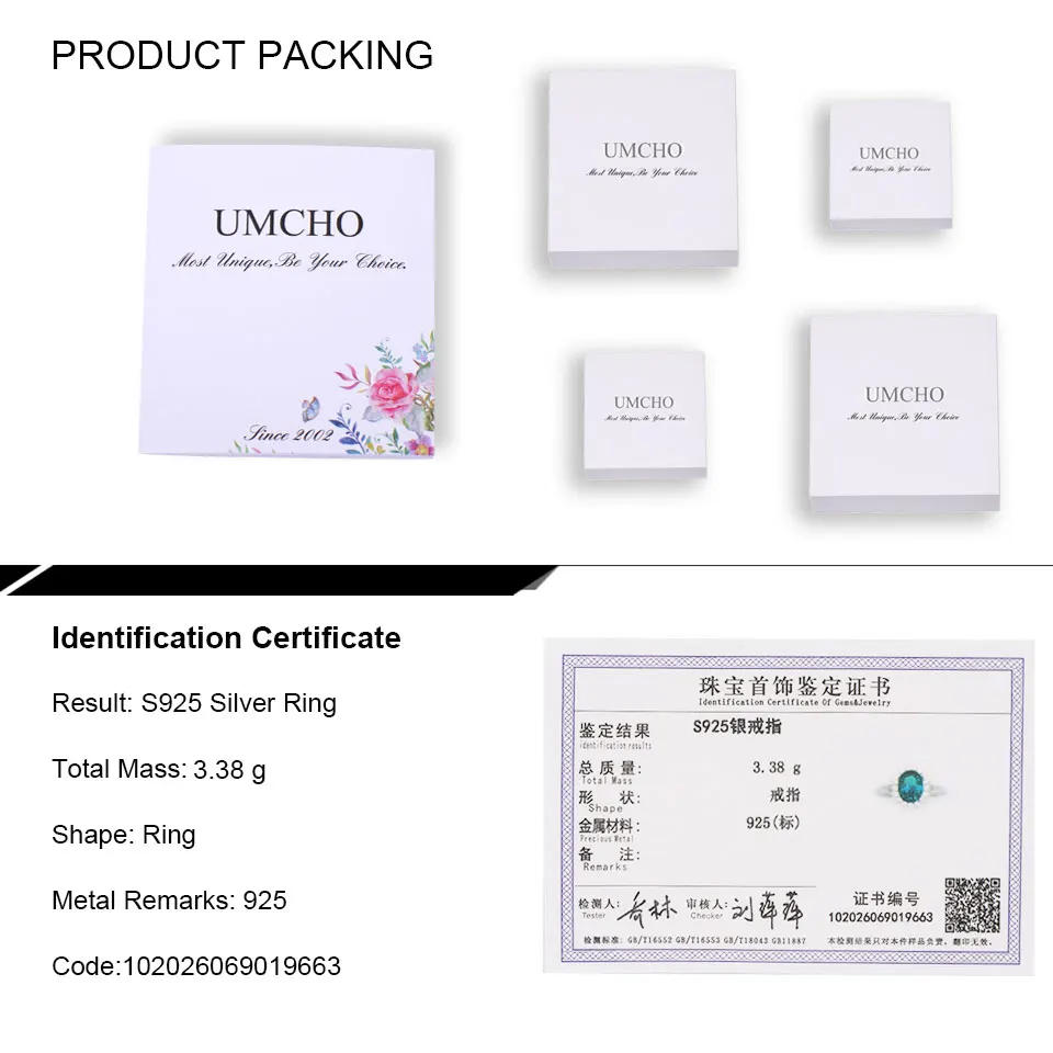 UMCHO Green создан нано изумруд Настоящее 925 пробы Серебряное Винтажное кольцо с камнем для женщин Серебряное обручальное Брендовое ювелирное изделие