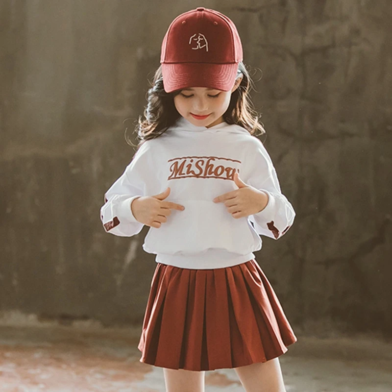 Autumn Clothes For Teenage Girls Of 8 Years Old Teen Clothing Set Skirts Girls Hoodies Kids Sweatshirt Cotton+Pleated Skirt Tide