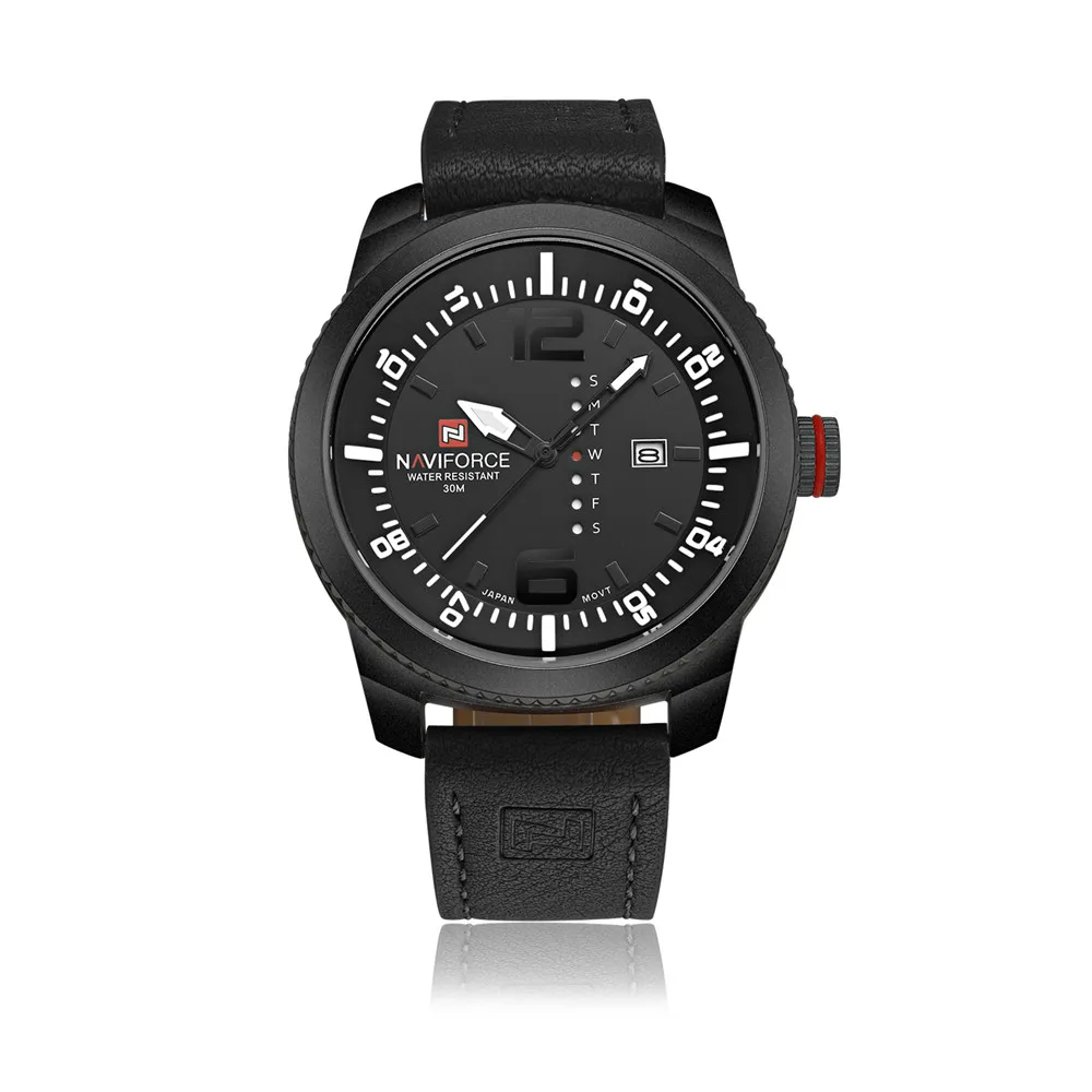 black white Модные роскошные брендовые кварцевые часы NAVIFORCE, деловые военные мужские часы, мужские часы с кожаным ремешком - Цвет: black white