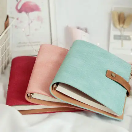 Creative Cute Removable Canvas leather 6 holes Spiral Loose-