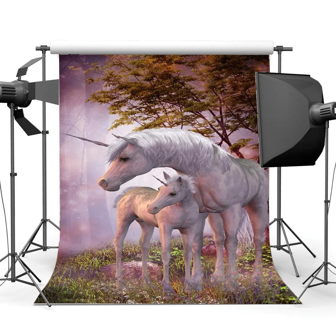 Счастливый 1-й День рождения фон с единорогом Сказочный Зачарованный Сад ЛЕС