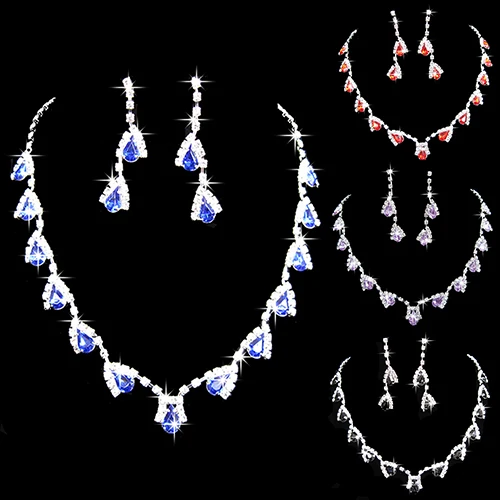 Женский комплект свадебных украшений ожерелье с кулоном из сверкающего