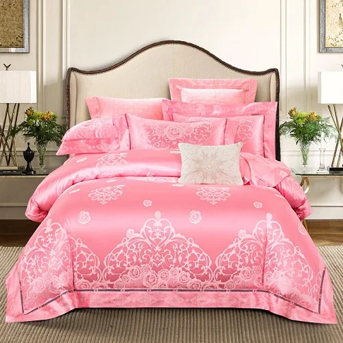 Bedding set 4 Шелковое атласное постельное белье королевского размера, роскошное постельное белье, простыня из хлопка, покрывало, комплект постельного белья, постельное белье, parrure de lit - Цвет: Bedding set 4