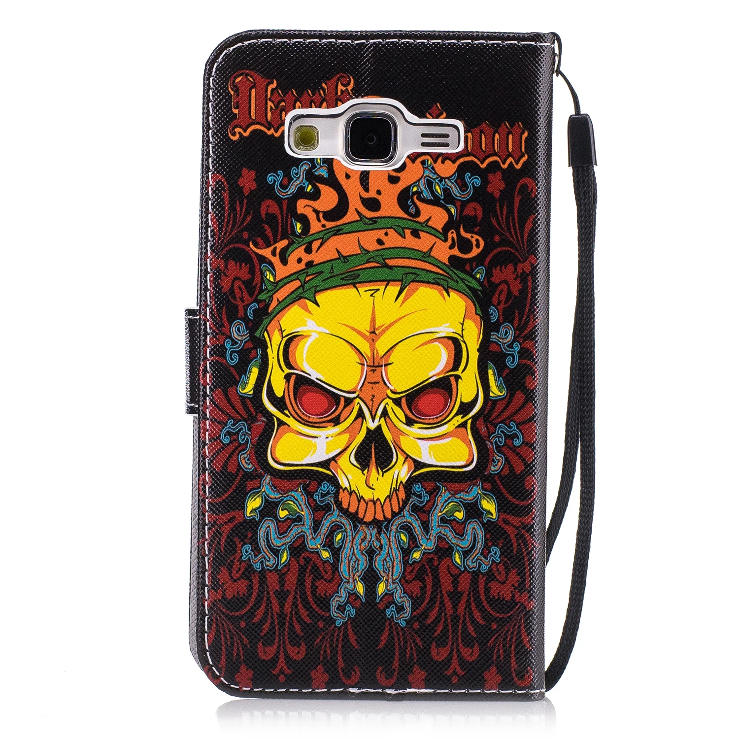 Кожаный чехол кошелек с черепом и цветком для телефона Samsung Galaxy S3 S4 S5 S6 S7 Edge Grand Prime