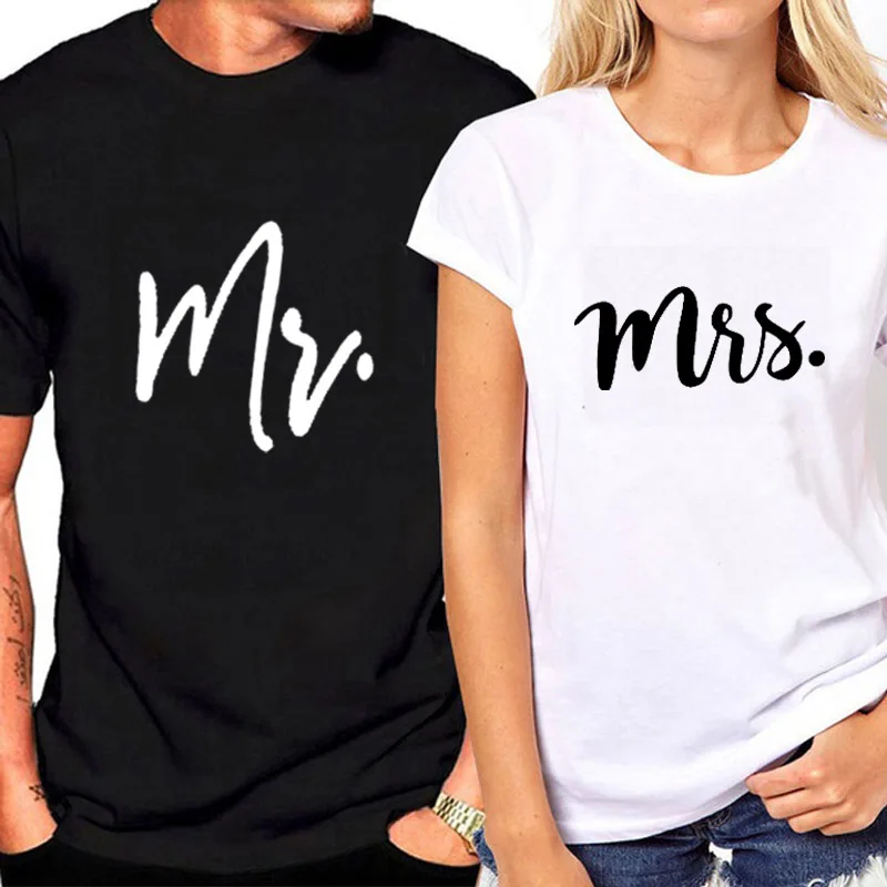 Футболка с надписью Mr And Mrs футболка для влюбленных пар забавные одинаковые