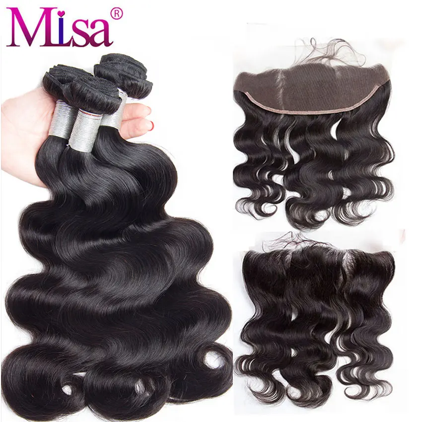 Ми Lisa волны волос на теле Комплект с фронтальной застежка натуральные волосы 3