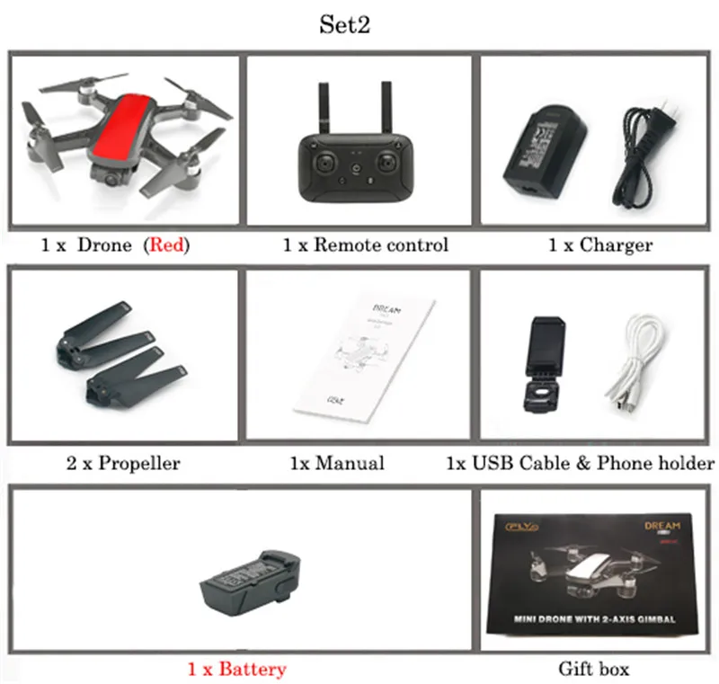 Set2 CFLY DREAM Selfie Drone с gps FPV в режиме реального времени 4K камера оптического позиционирования потока на большое расстояние RC Квадрокоптер Дрон детская игрушка - Цвет: Set2