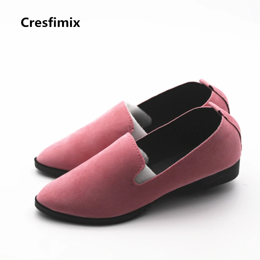 Женские летние туфли без застежки Cresfimix розовые с острым носком увеличивающие