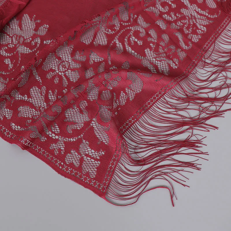 2018 Женщины Испания Модная кружевная цветочная косынка с шарфом Сплошной одноцветный резной цепочкой Шарфы Эшарпы Фуляры 170*65 см.