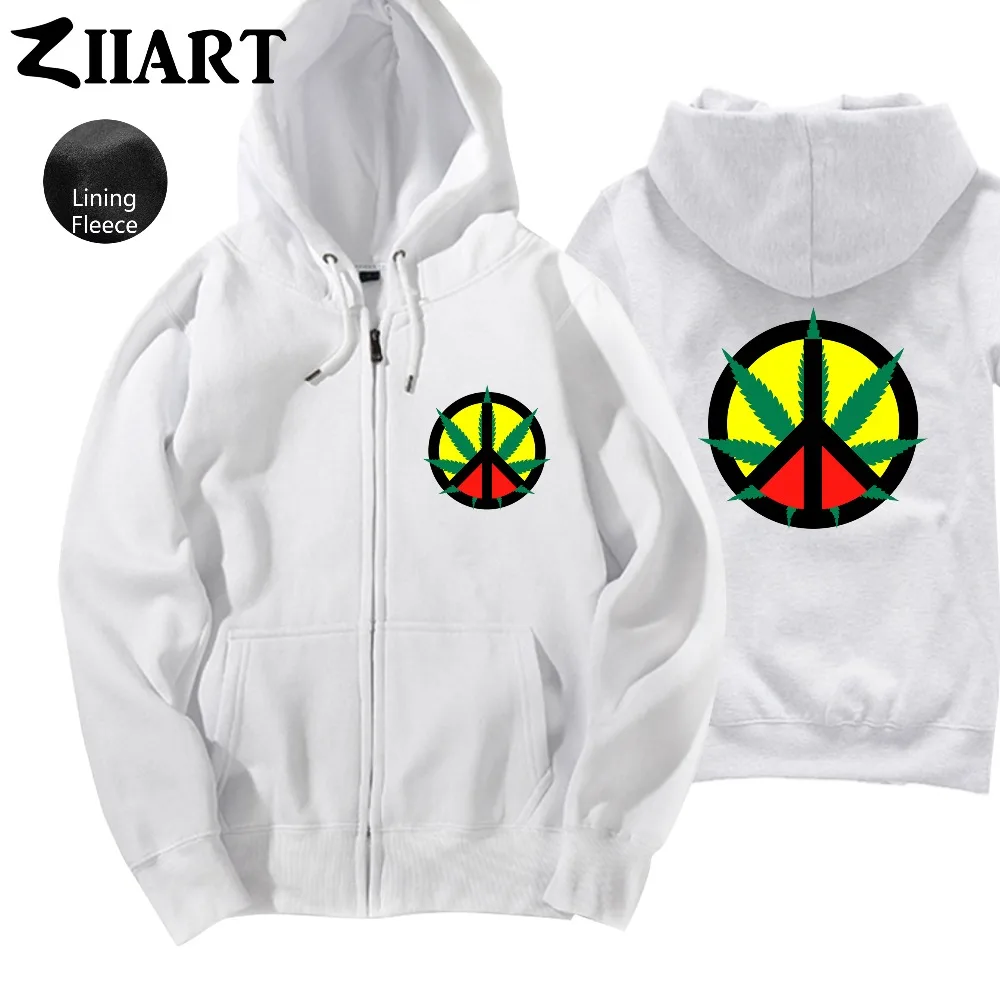 Знак мира reggae Regge Rasta растительные листья Jamaica парная одежда для женщин на молнии с