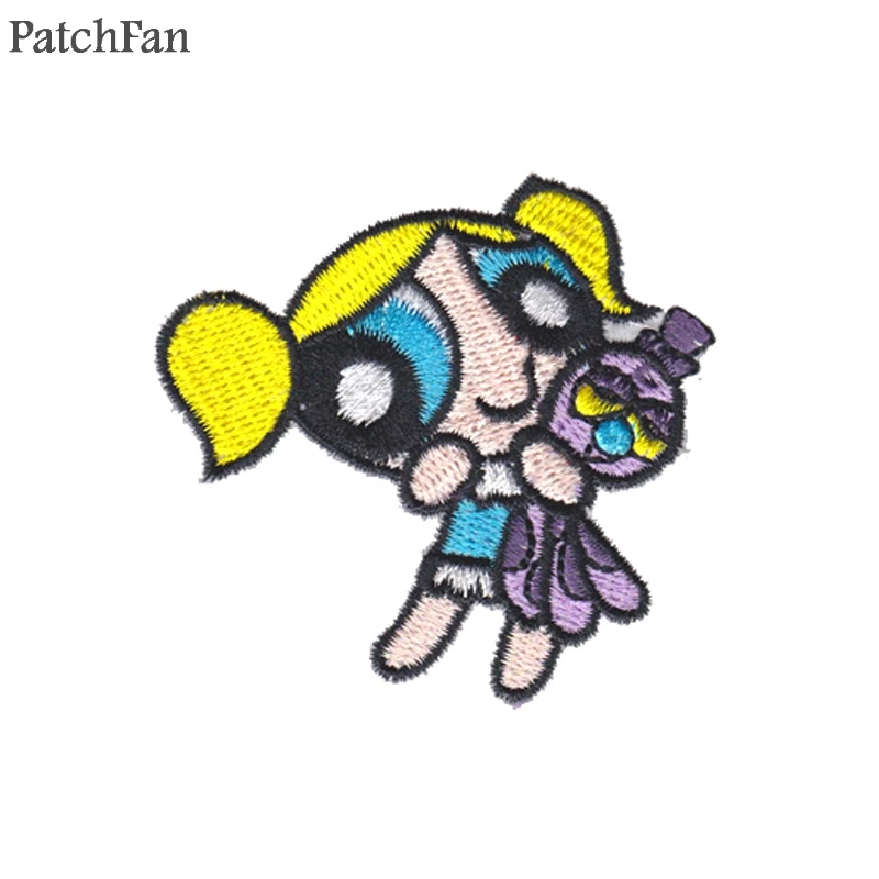 Patchfan The Powerpuff девушки вышитые железные нашивки значки лоскутное шитье куртка с аппликацией рюкзак значки-наклейки A1470