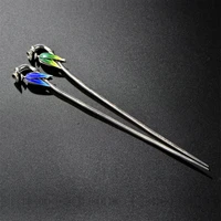 taike thai silver hair cloisonne archaize contracted wind leaf hairpin two color optional