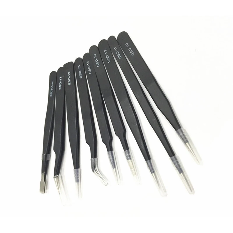9 шт. антистатические пинцеты из нержавеющей стали набор инструментов для