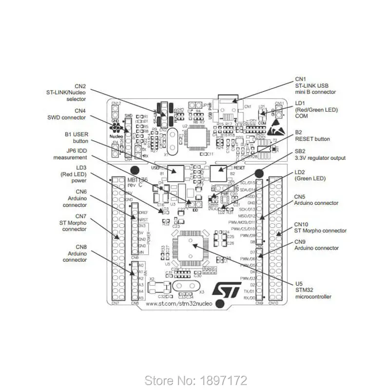 Официальная демо плата ST Φ STM32F103RB для Arduino NUCLEO F103RB|demo board|board boardboard for arduino |