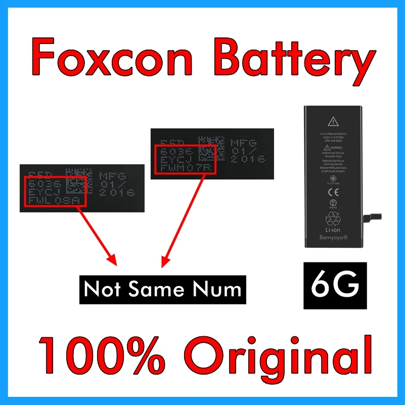 BMT оригинальный 5 шт. Foxcon заводской аккумулятор для iPhone 6 г 1810 мАч 0 цикл Ремонт 100%