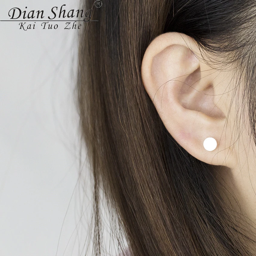 Женские серьги пусеты Круглые Гладкие золотого и серебряного цвета украшения в