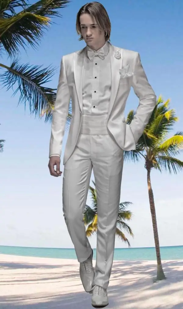 

Latest Coat Pant Designs White Satin Men Suit Italian Tuxedo Slim Fit 2 Piece Gentle Custom Groom Prom Suits Terno Masculino 7