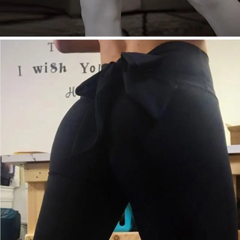 Красота Stay Sexy бантом шифон для женщин леггинсы для тренировки повседневное Push Up высокие эластичные Фиолетовый Бабочка Тощий джоггеры