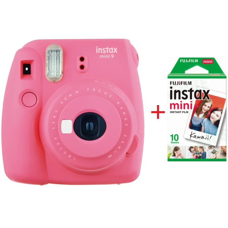 Pink Фотокамера моментальной печати Fujifilm Instax Mini 9 для мгновенной фотосъемки Polaroid, фотокамера в 5 цветах, фотокамера моментальной печати, Подарочная пленка - Цвет: Pink