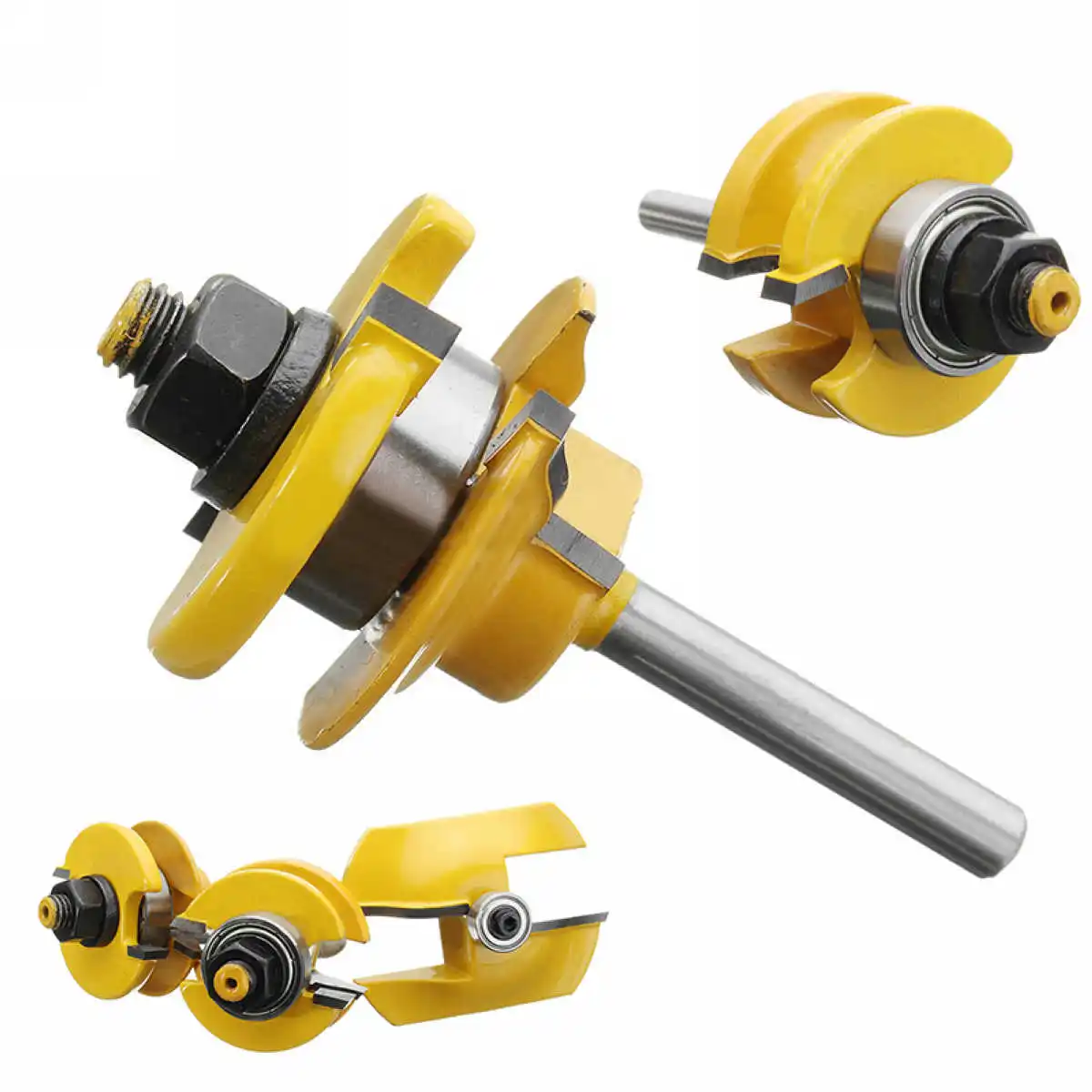 

3pcs 1/4" Shank Ogee Rail & Stile Raised Blade Cutter Panel Cabinet Door Router Bit Set Wood Cutter Tool