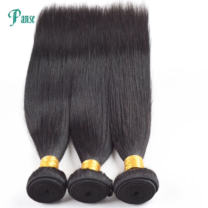 Pacotes por Lote Indiano em Linha Extensão do Cabelo Panse Cabelo Não-remy Reta Tecelagem Dupla Trama Natural Preto 3