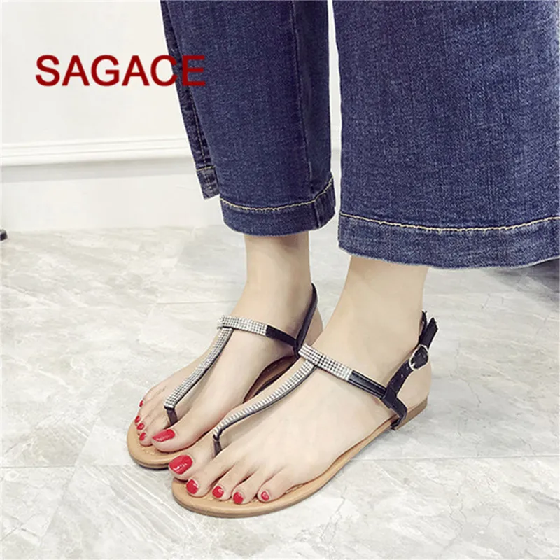 SAGACE/женские Босоножки на каблуке Женские с открытым носком украшенные стразами