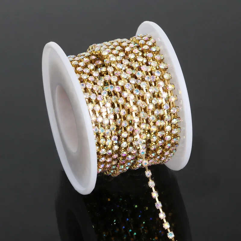 10 ярдов/рулон никелевых бусин стразы цепочка медный коготь с прозрачным/белым