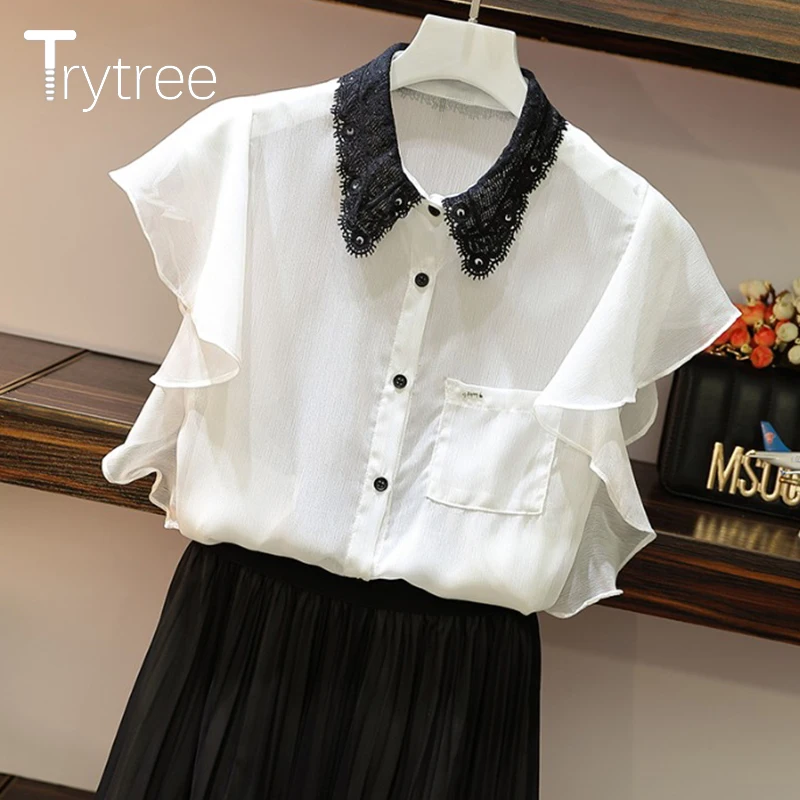 Trytree 2019 летний женский комплект из двух предметов кружевной топ с отложным