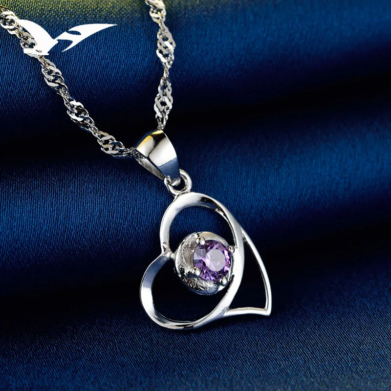 925 silver pendant Korean the fashionable love inlaid zircon Ms. short paragraph clavicle chain jewelry wholesale | Украшения и