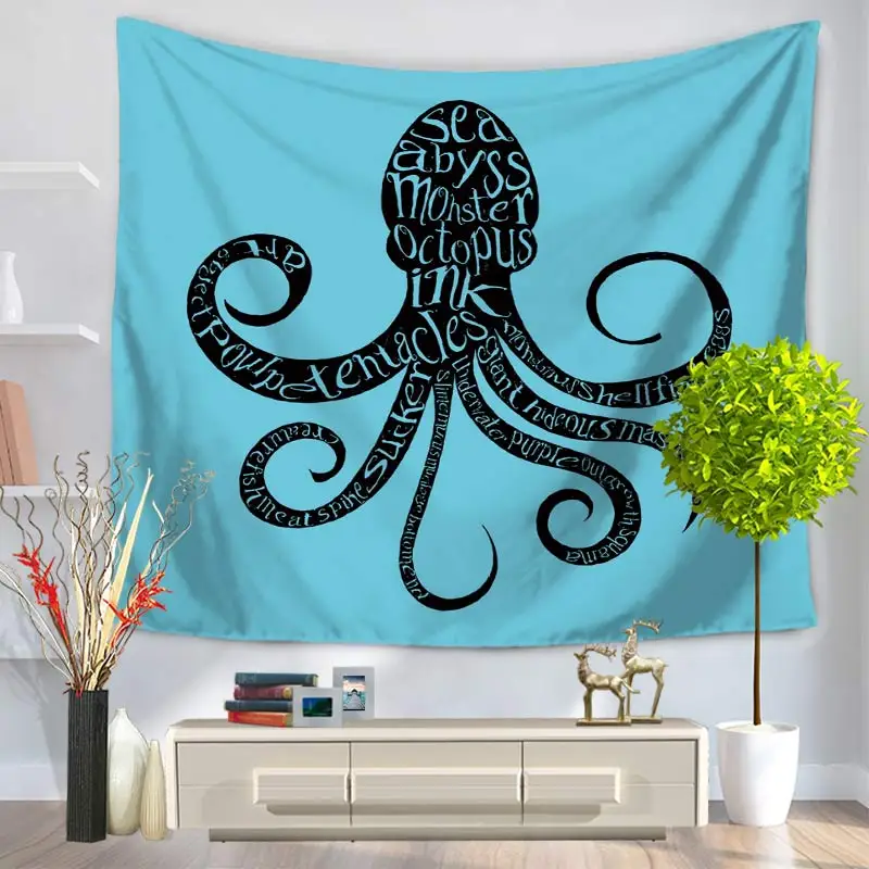 Индийский гобелен с изображением осьминог Настенное подвесное одеяло матрас для