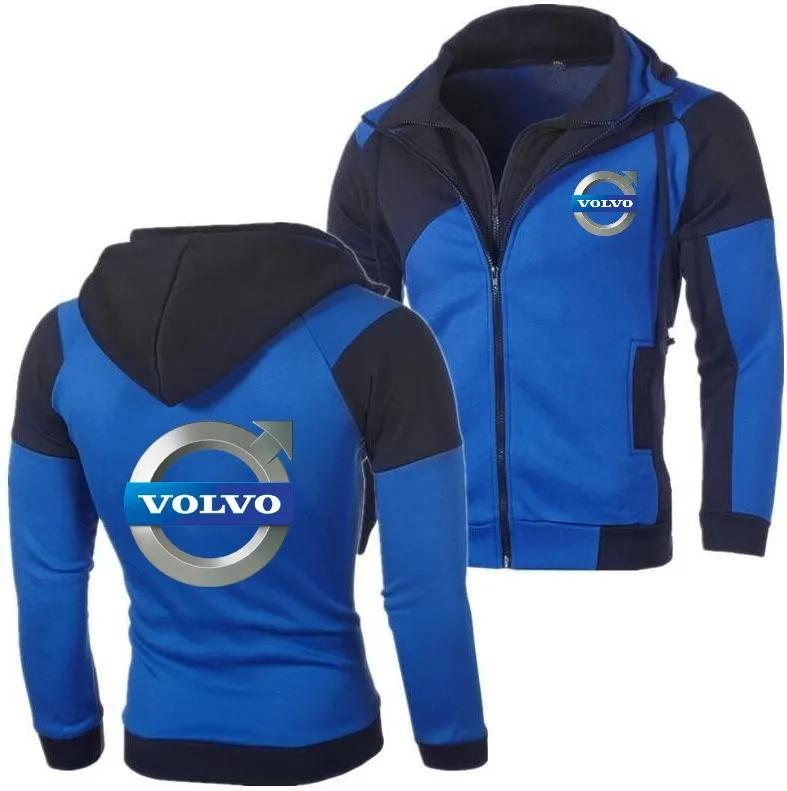 Fashion Men's New Hoodie VOLVO Personality Color Double Zip Hooded Cardigan Slim Fitting free shipping | Мужская одежда