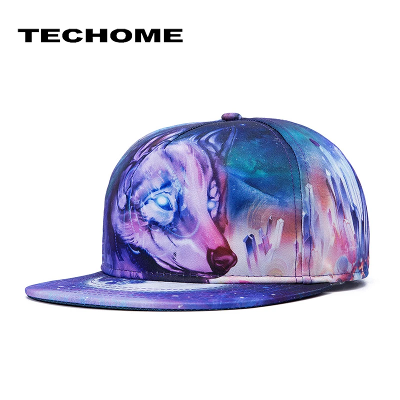 Модная брендовая хип хоп шляпа Волчья 3D теплопередача бейсбольная кепка с