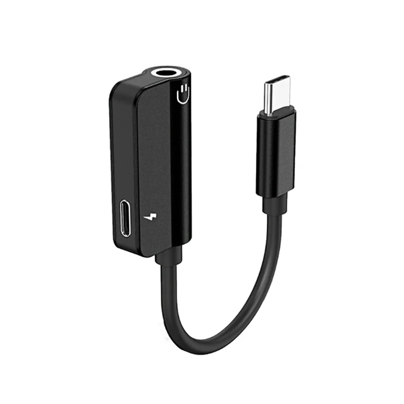 

For Xiaomi Mi9 Samsung Huawei P20 Type C To 3.5mm Dual Headphone Jack Aux Adapter USB C charger Audio Cable Splitter Converter