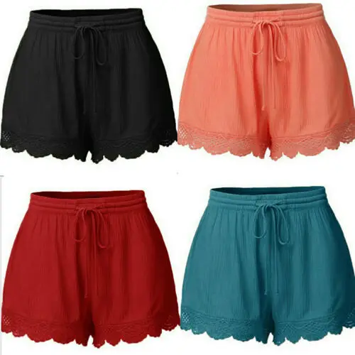 

Elegant 2019 Sexy Lace Up Solid Summer Beach Casual Loose Shorts Women High Waist Plus Size Loose Hot Shorts