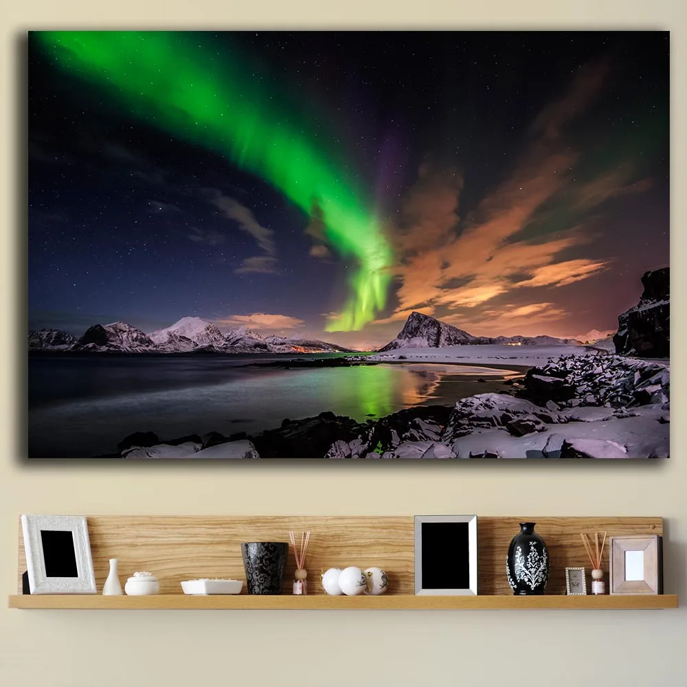 Aurora borealis облака горы холст картины для Гостиная украшения дома картина маслом на