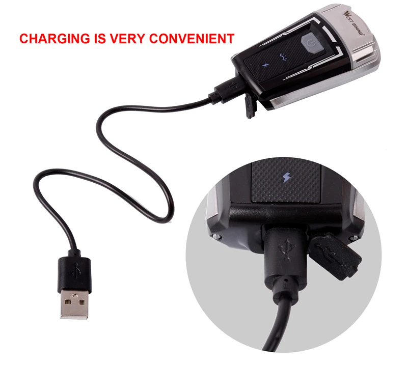 WEST BIKING велосипедный светильник USB перезаряжаемая светодиодная фара CREE шлем ночной Светильник ing безопасный руль передний мигающий велосипедный светильник