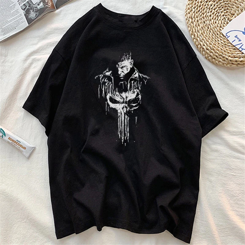 Harajuku Эстетическая футболка Женская Хлопок 2019 Каратель Модные женские футболки