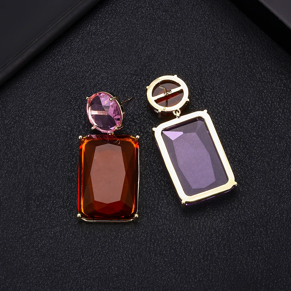 Jankelly 2 цвета модные квадратные большие длинные серьги с фианитами для женщин