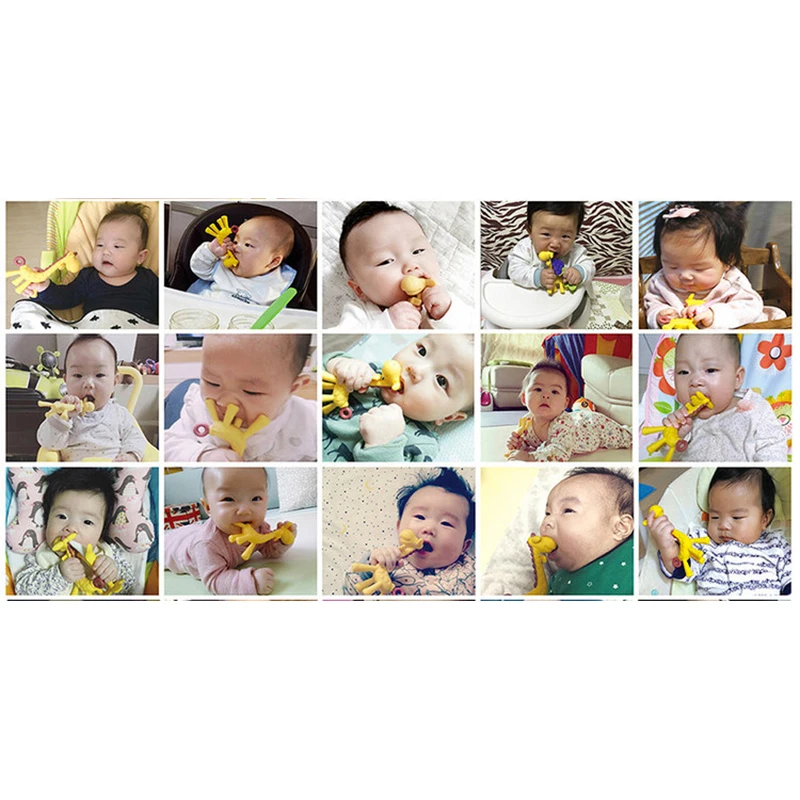 

Baby natural teether giraffe teething nursing silicone teething bite molar stick infant silicone chew food grade molar stick