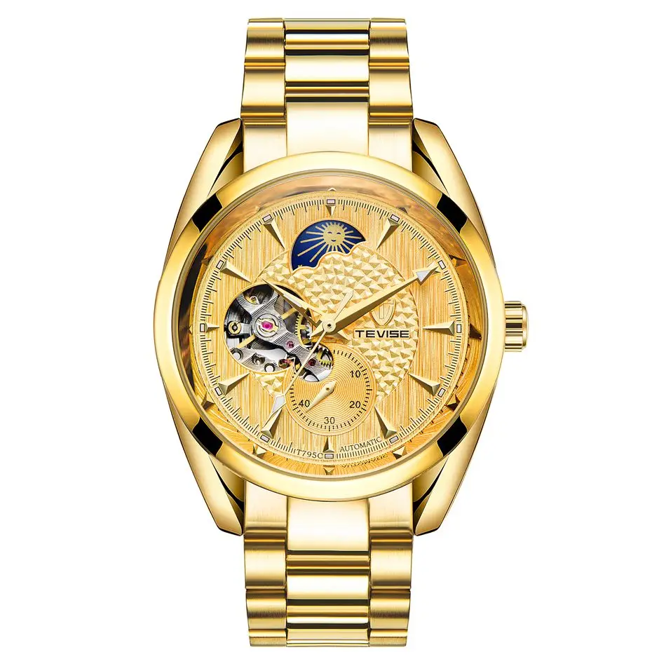 Tevise наручные часы Мужские лучший бренд класса люкс день Moonphase Авто механические