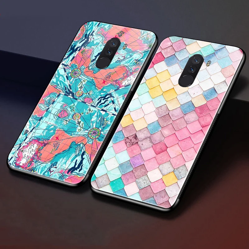 Для Xiaomi Pocophone F1 чехол для Poco Чехол из закаленного стекла телефона глобальная