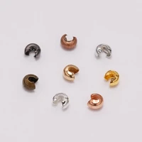 50 100pcslot gold 3 4 5 mm copper crimp beads round covers stopper spacer beads supplies for diy jewelry making finding