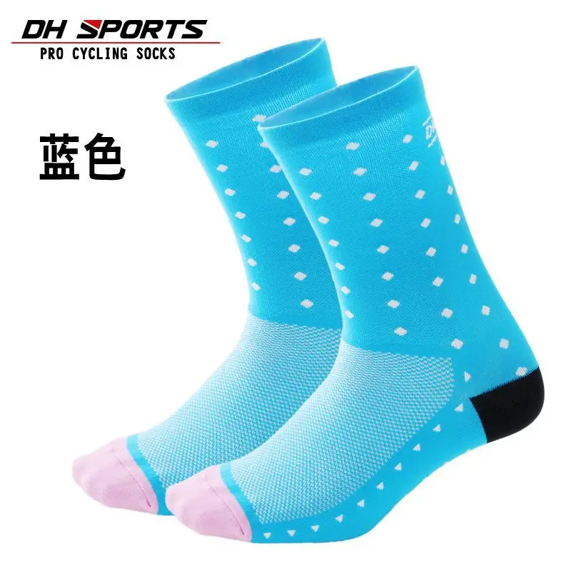 DH спортивные высококачественные профессиональные брендовые дышащие спортивные носки дорожные велосипедные носки/горные велосипедные носки/гоночные велосипедные носки - Цвет: Синий